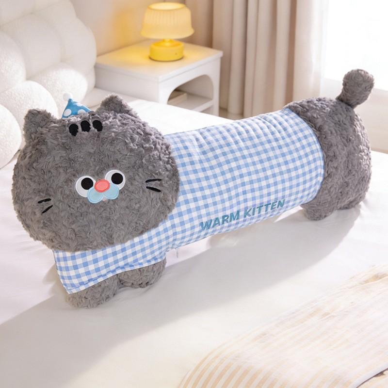 Cartoon Cat Plush Pillow With Removable Washable Cover For Bedroom Comfort And Relaxation