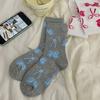Lady Spring and Autumn All Kinds of Simple Sweet Gentle Bowtie Illustration College Wind Tube Socks