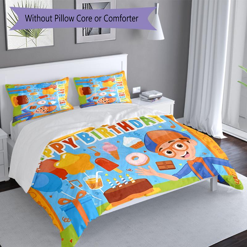 3pcs Blippi1 Pattern Bedding Set Duvet Cover Set Includes Duvet Cover &pillowcases, Perfect All Season Bedroom Decoration & Gift