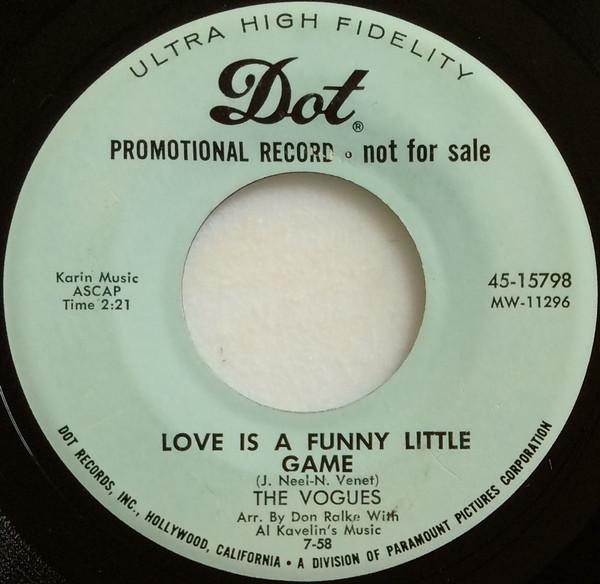 7inch Record VOGUES (3) - Love Is A Funny Little Game / Which 4515798PROMO Dot Records 1958 US Rock Used