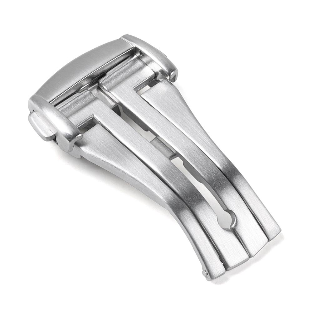 20mm Polished Matte Stainless Steel Watch Buckle for Omega Watch Strap Clasp for Deployment Double Press Folding Button Silver