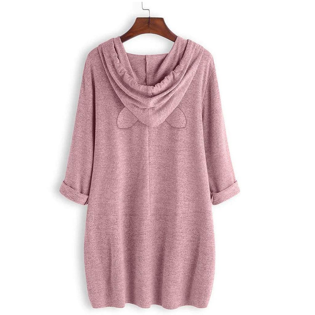 Fashion Women Casual Halloween  Print Hooded Long Sleeve Pocket Shirt Top