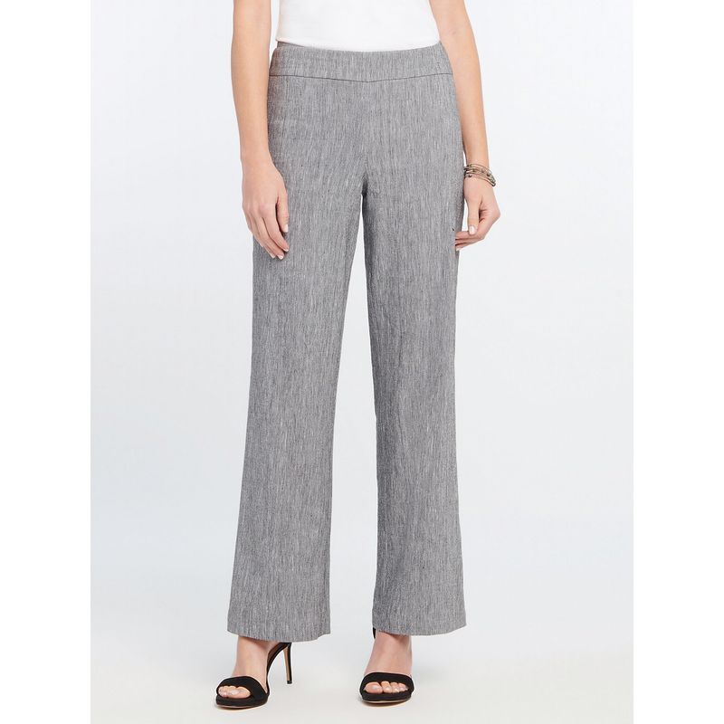 

Woven Cotton Elastic High Waist European and American-Style Mid-Length Casual Pants Gray Black 8