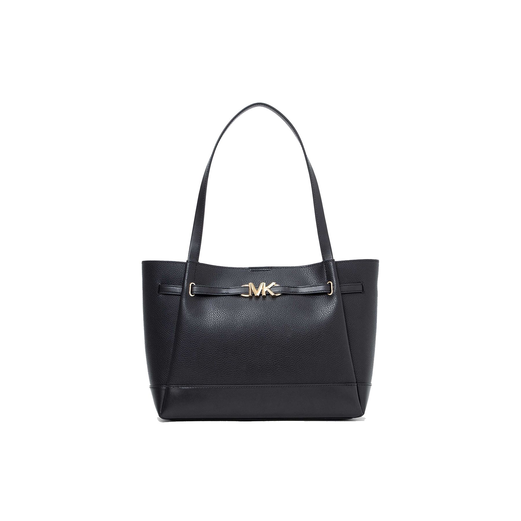 

Michael Kors Mk Reed Solid Gold Logo Open Magnetic Closure Litchi Grain Leather Tote Shopping Bag Women Tote Black 35S3G6RT3T-001 Basic Set (Bag+Dust Bag)