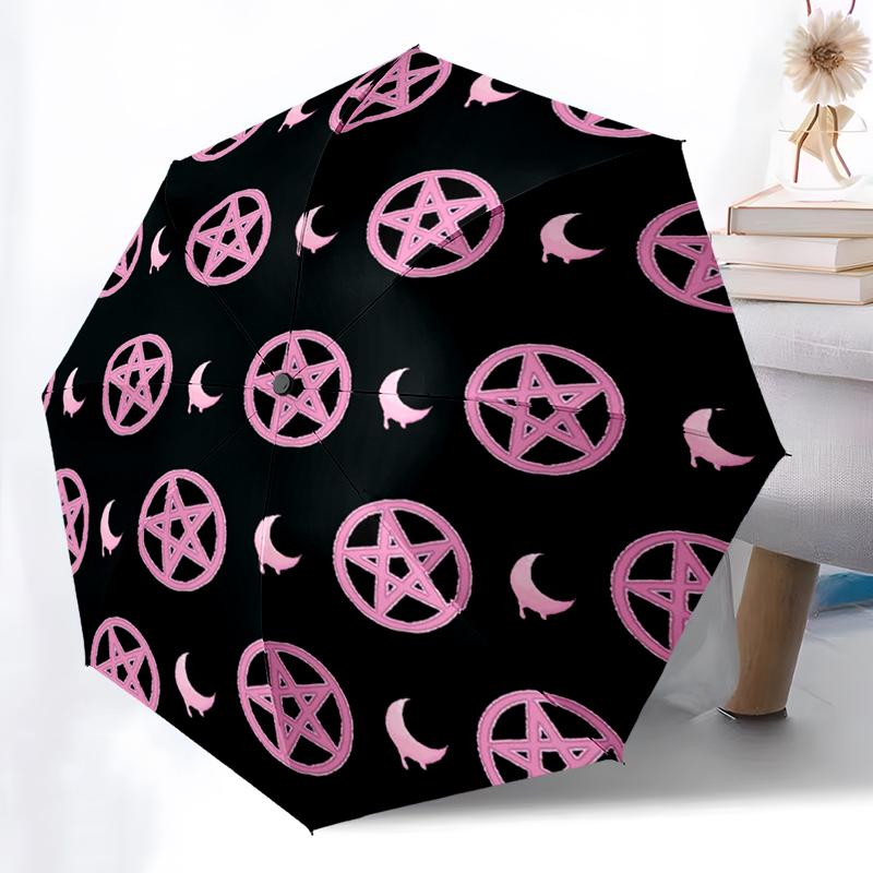 Witch Gothic Death Moth Folding Umbrella Auto-Open Design 8 Iron Ribs Plastic Handle Foldable Sunshade Perfect Christmas Gifts