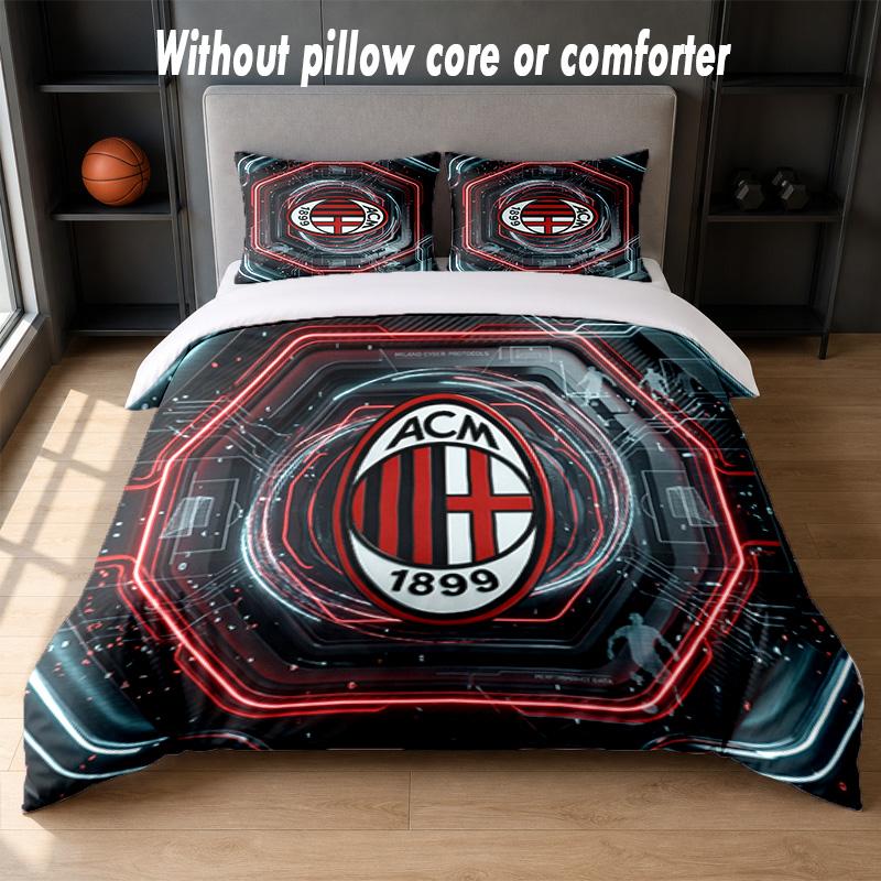 AC Milan Design Bed Bedding Set 1 Duvet Cover + 2 Pillowcases Soft Breathable Household Bed Linens