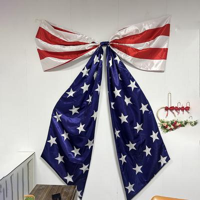Independence Day American Large Bow Ornaments, Holiday Party Layout, Star Spangled Flag, Door Hanging, Window Decorations