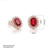 Red Crystal Necklace Earrings Jewelry Set For Women Simple Rose Gold Color Oval Rhinestone Accessories Wholesale Girl Gift S213