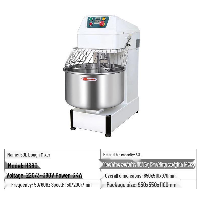 Multifunctional Large Capacity Automatic Dough Mixer with Double-Action, Double-Speed Capabilities
