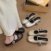 With skirt French Mary Jane single shoes women's 2025 spring and autumn new one-word buckle with retro versatile soft bottom bag head drag
