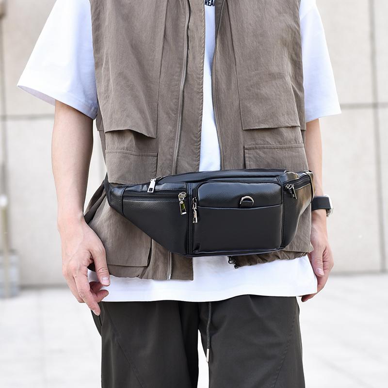 Men's Leather Waist Bag - Retro Fanny Pack, Sling Chest Bum Bag, Crossbody Hip Belt, Casual Fashion, Durable & Stylish