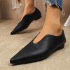 Fashion Pointed Toe Retro Woman Shoes Casual Female Sneakers Oxfords Shallow Mouth Flats Slip-on Low Heels Leather Dress Slip On Comfort