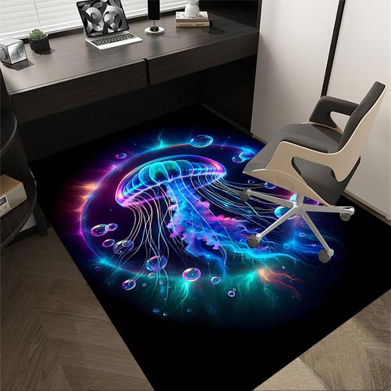 1PC Jellyfish, Neon Extra Large Non Slip Floor carpet, Office, family, bedroom, Studio   Large Area Rug Indoor Rugs, , Vibrant Colors