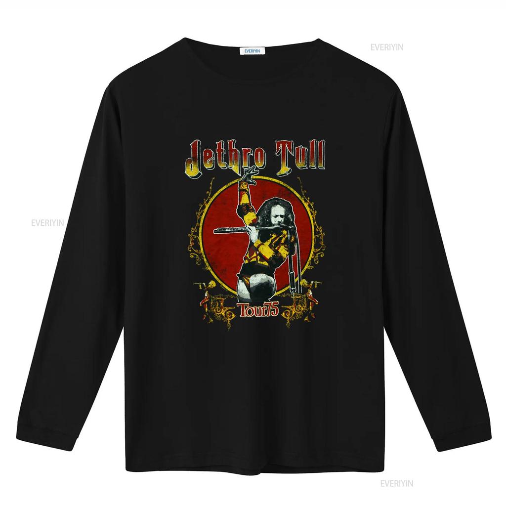 Jethro Tull Tour 75 Print T Shirt Rock Band Fan  vintage Washed graphic Soft Comfortable homme Versatile Stylish Stretched