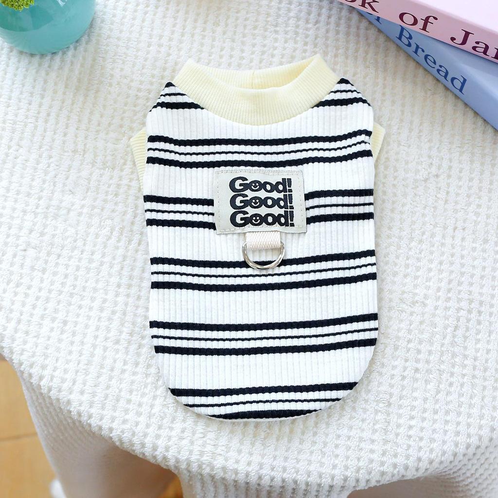PETCIRCLE Black & White Striped Pet Vest & Leash for Dogs and Cats