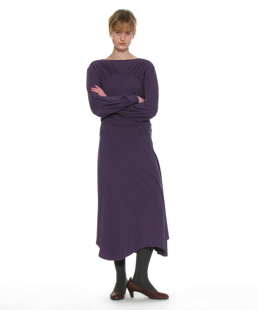 Partimento Woman Shirred Jersey Asymmetrical Dress_Plum