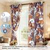 Set Of 2 Cartoon Colored Puppy Park Printed Perforated Curtains Various Sizes Living Room Bedroom Insulation Decoration Light Blocking Made Polyester