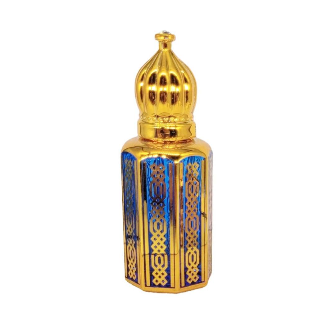 Octagonal Carved Electroplated Essential Oil Roller Bottle - Middle Eastern Style Perfume Sample Bottle