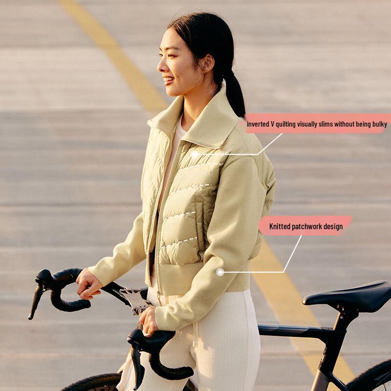 AILAIYI Women's 2025 Cropped Knitted Patchwork Thin Down Jacket