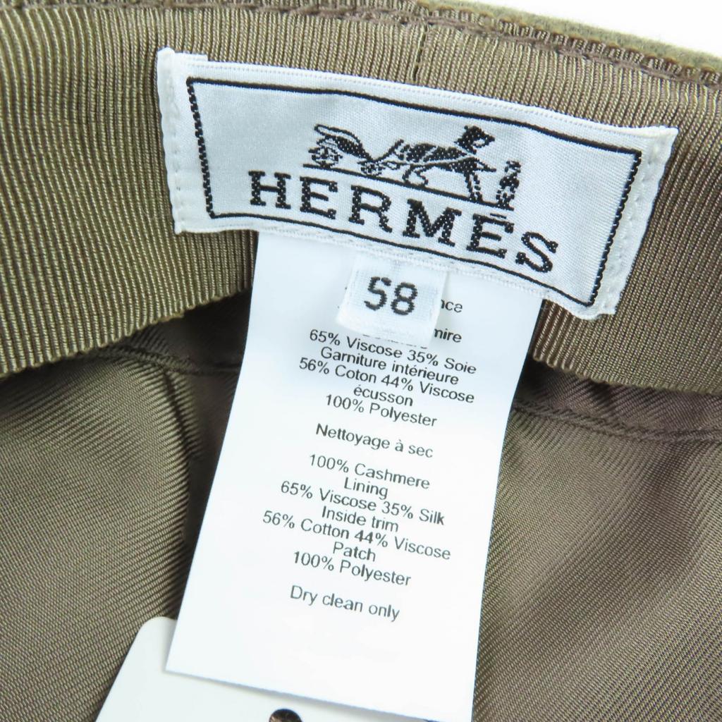 Pristine HERMES Casquette Deauville Serie Metal Brown Cashmere Women 58 Used