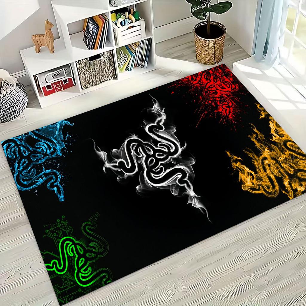 Fashion Razer Logo Moto Art Rug for Bedroom Living Room Sofa Home Doormat Decor, Large Kid Non-slip Floor Mat