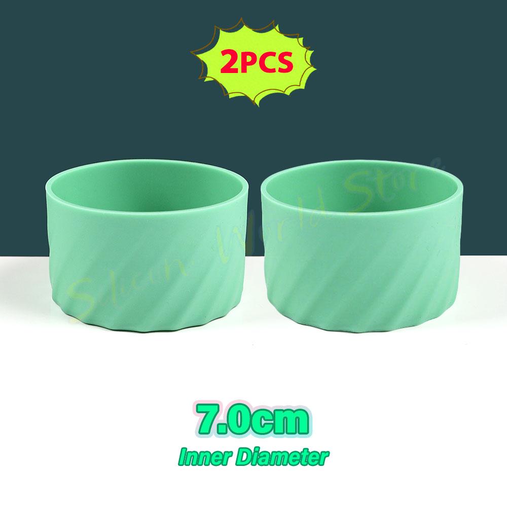 SW 2PCS 7.0CM Water Cup Silicone Boots Thermos Protective Cover Silica Gel Bottom Sleeve Anti-Slip Scratch-resistant for Stanley