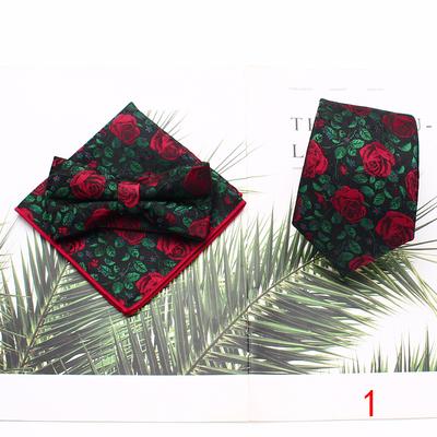 Business Men'S Tie Set Polyester Silk Tie Bow Tie Square Towel Three-Piece Suit Accessories
