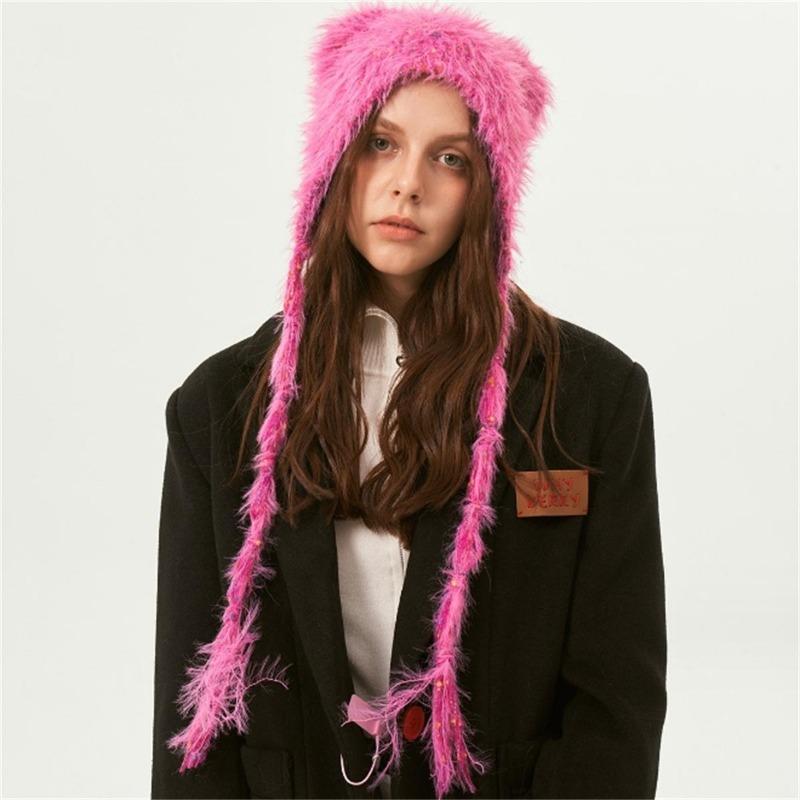 Long Strap Knitted Cap Autumn Winter Street Hip-hop All-match Ear Protection Hats Cool Personality Japanese Niche Beanie Hat