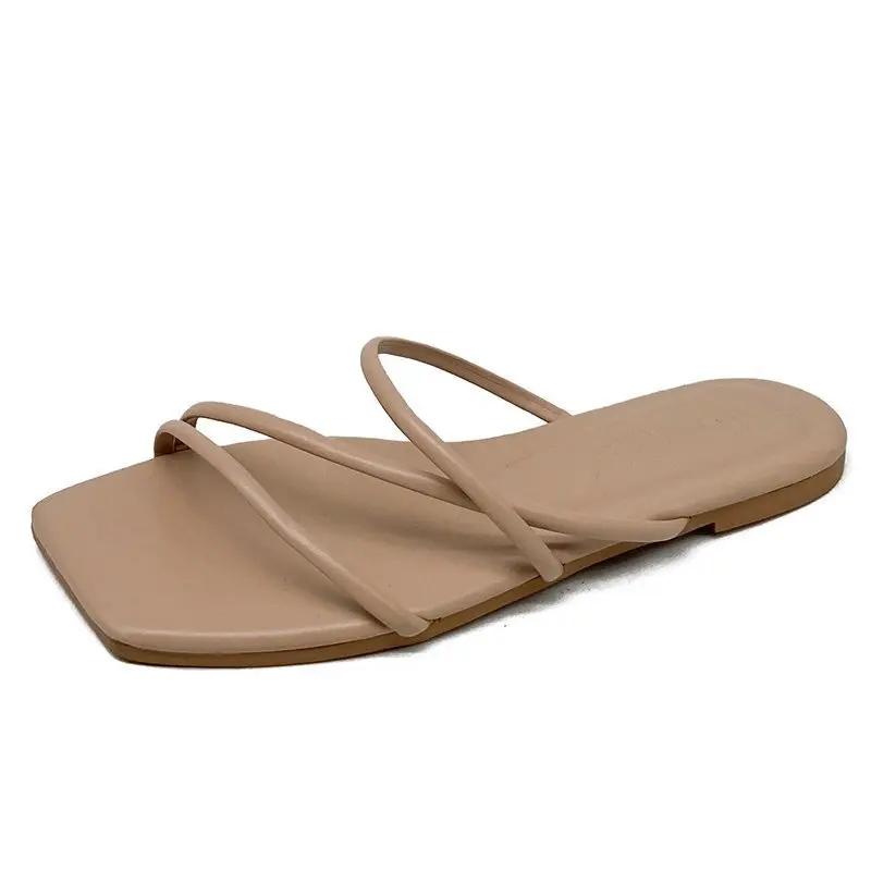 

Модные женские сандалии 2025 Лето Белые сандалии на плоской подошве Роскошные Свадебные Лаконичные Повседневные Свадебные Туфли Ремешок Пляжные Сандалии Римские Шлепанцы 42 хаки