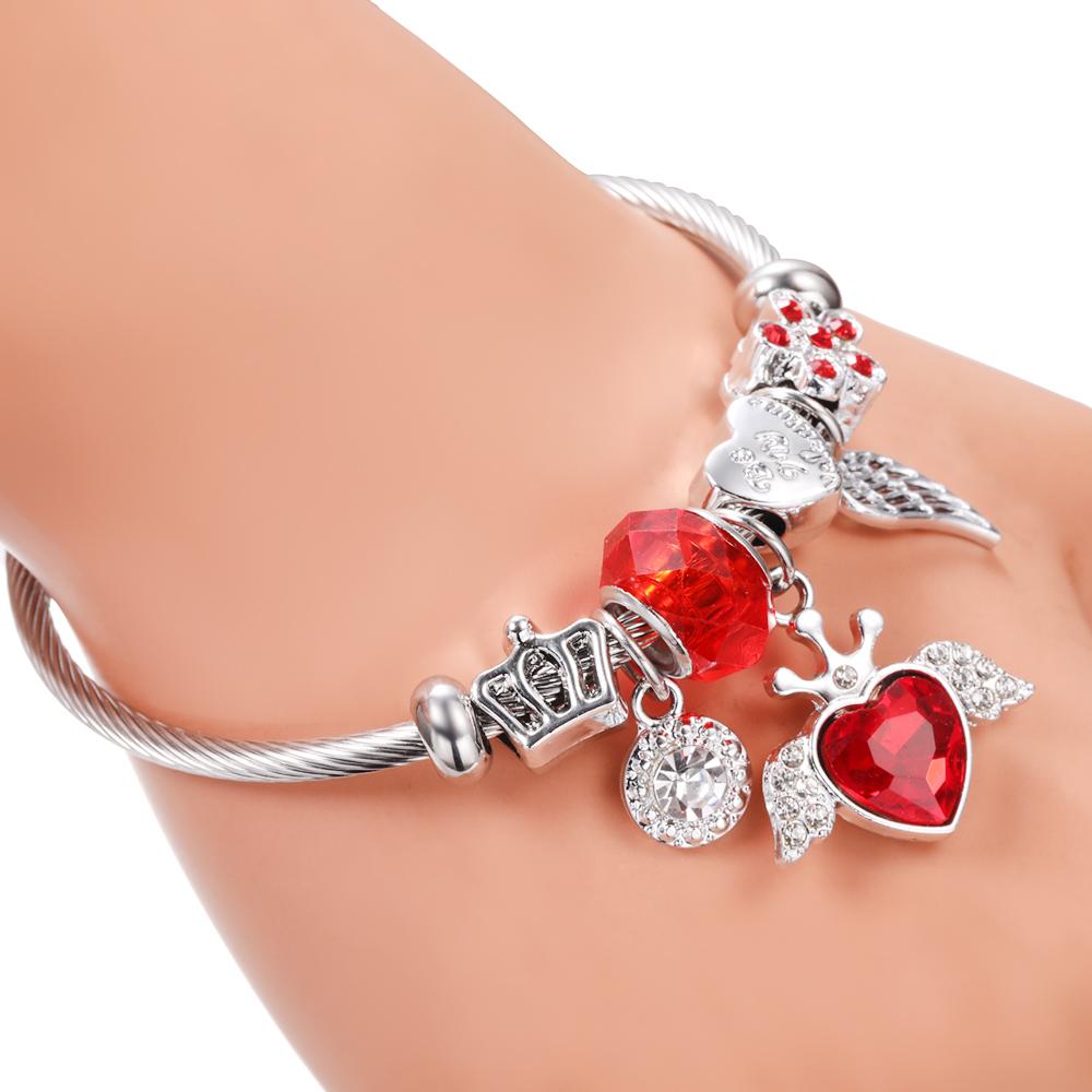 Nuovo Trendy Strass Libellula Cristallo Perline Ciondolo Braccialetto Acciaio Inossidabile 4 Colori Chiusura Braccialetti Donna Bracciale Gioielli