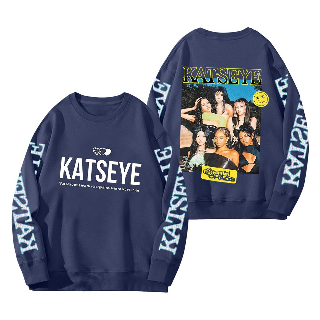 Women's Fashion Long Sleeve Print Round Neck Loose Pullover Sweater Top