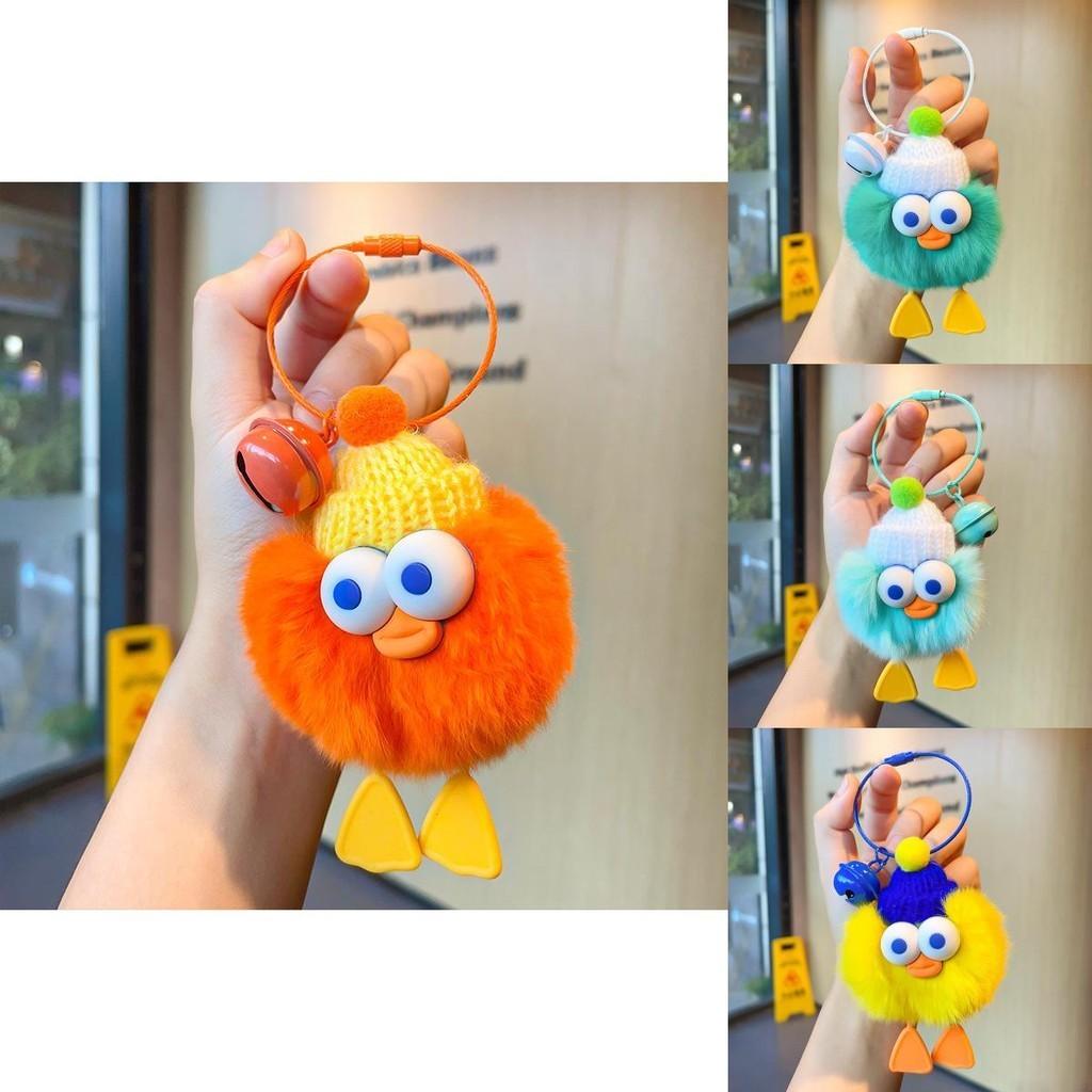 Rabbit Rex Stylish Fur Duck Keychain Plush Doll Bag Accent In Orange