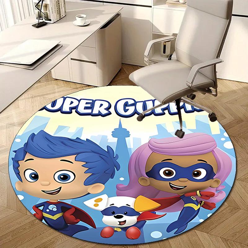 1pc Bubble Guppies Design Printed Area Round Carpet for Bedroom Living Room Home Decor Rugs Mat Non Slip Mat Rug for Bedside