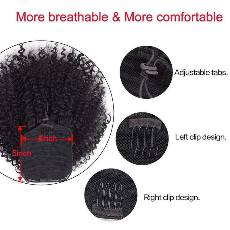 Afro Jerry Curly Drawstring Ponytail Wig with Short Small Curls