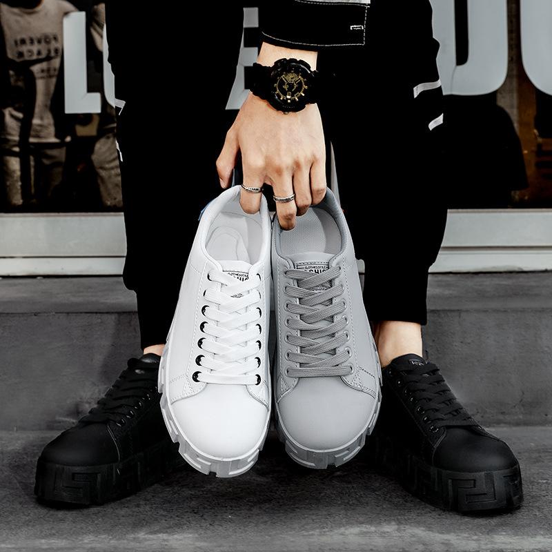 Board Shoes Men's Low-top New Thick-soled Heightening White Shoes Men, Korean Version of Fashion Trend Foreign Trade Explosion Casual Shoes Men