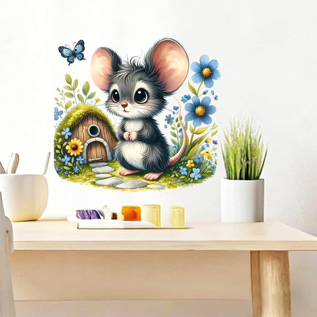 Creative Cartoon Cute Mouse Wall Stickers for Children's Room, Bedroom, Study and Living Room Wall Decoration Stickers
