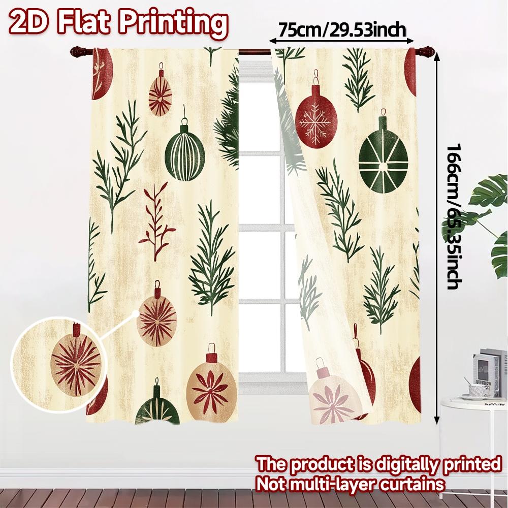 2Pcs,Curtains Christmas Ornament Trees Stars (2) Creative Popular Curtains Versatile Polyester Curtains Thermal Insulation, And