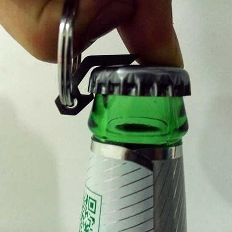 1/2pcs Stainless Steel Mini Bottle Opener Keychain - Portable Pocket-Sized Manual Beverage Opener for Camping & Everyday Use