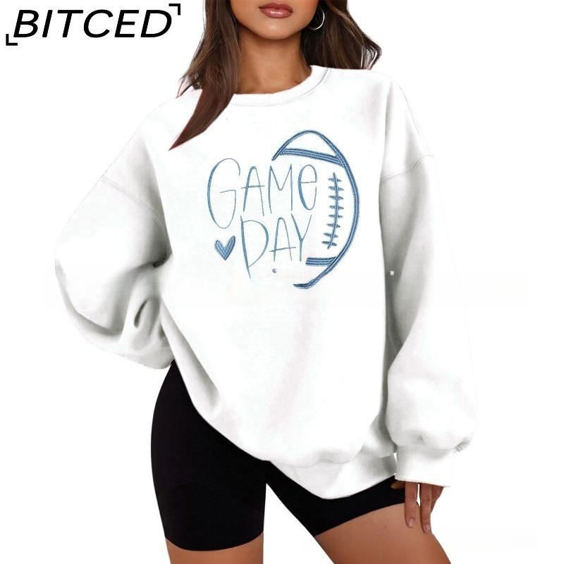 BITCED Relaxed Fit Letter Print O-Neck Sweatshirt