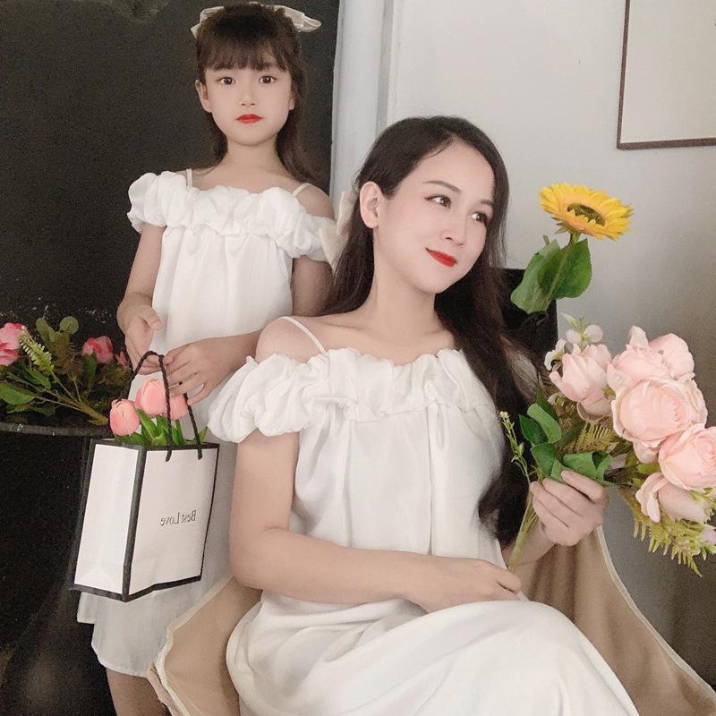 2023 Summer Off-Shoulder Mother-Daughter Suspender Beach Dress