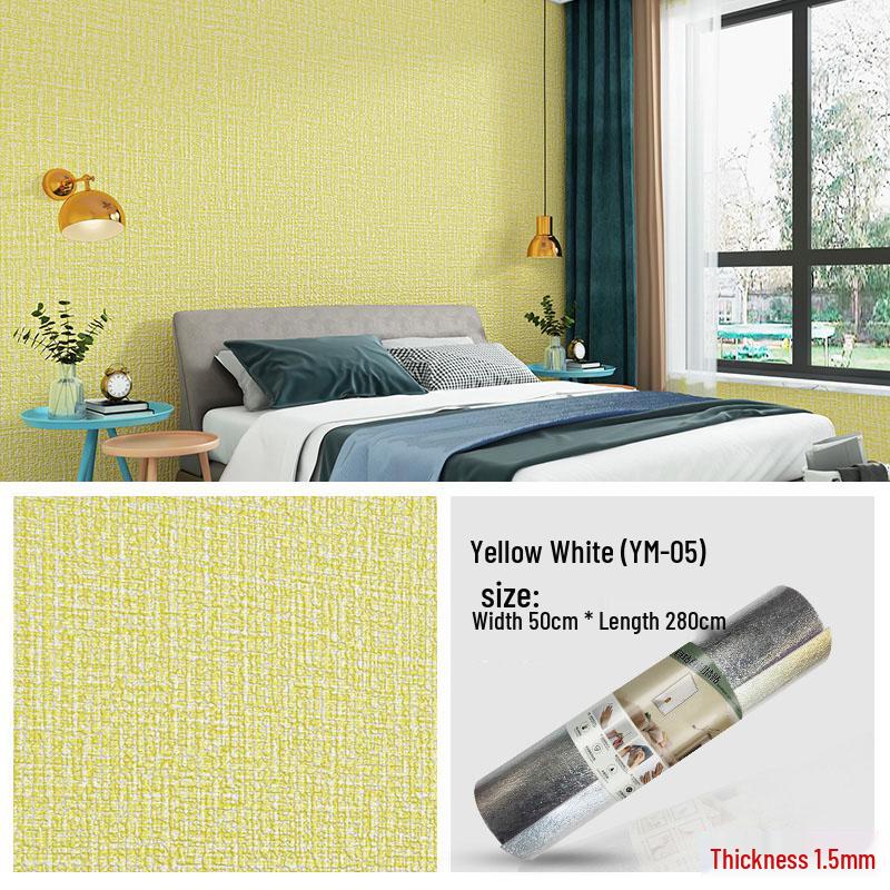 3D Self-Adhesive Linen Wallpaper: Thickened, Moisture-Proof, Light-Blocking, Thermal Insulation, Fire Retardant Aluminum Foil.