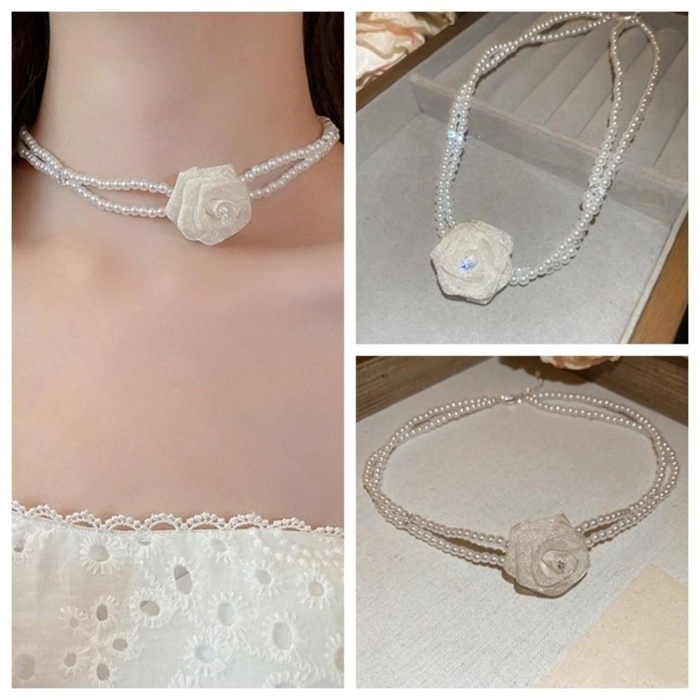 Jewelry Accessories Korean Style Choker Mesh Rose Pearl Clavicle Chain  Couple Gift