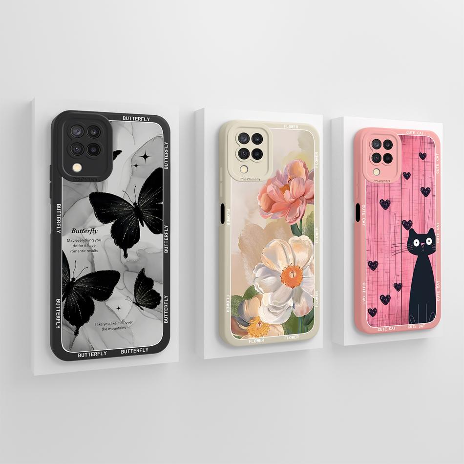 For Samsung Galaxy A12 M12 F12 Case Funny Anti Drop Liquid Silicone Phone Shell For Samsung A 12 High Quality Soft Back Cover