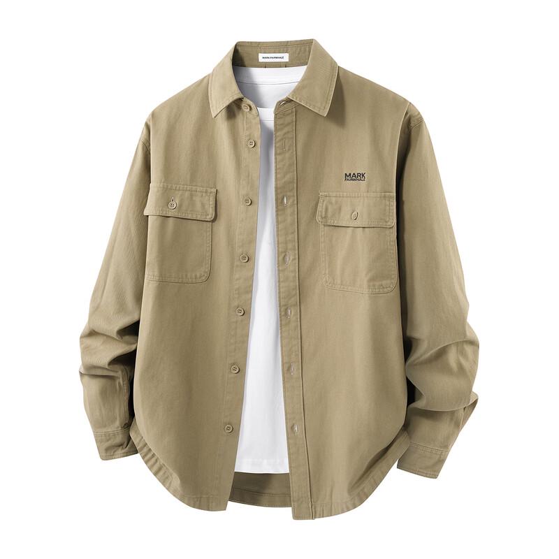 MARK FAIRWHALE Men s Loose Fit Pure Cotton Casual Shirt Jacket 3XL