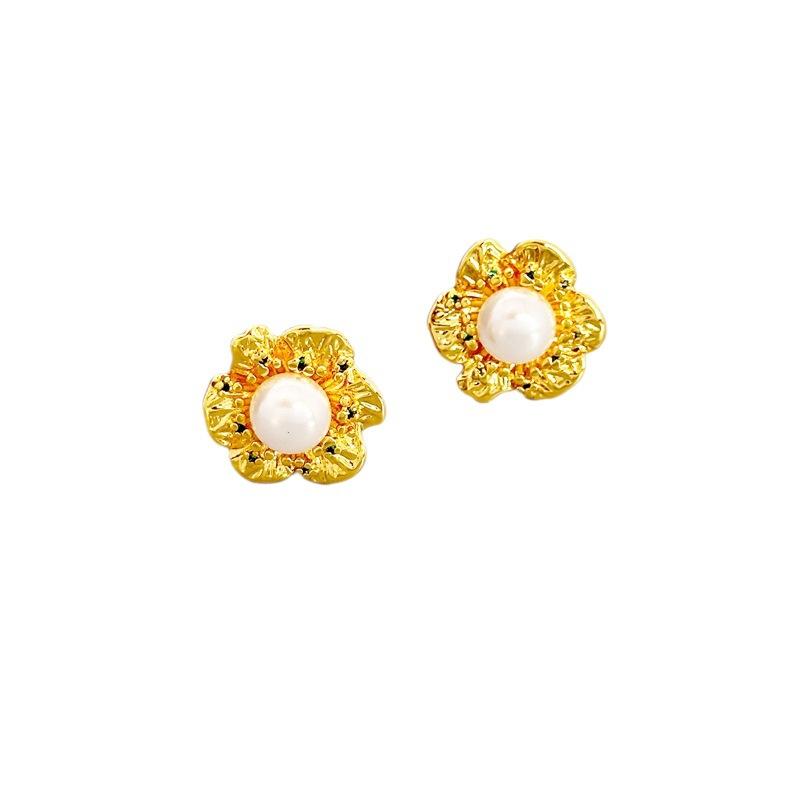 Vintage Light Luxury Earrings, Green Zircon Flower Stud Earrings, Earrings.