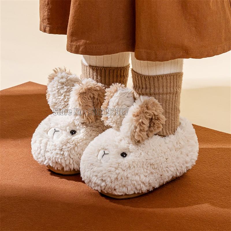 Children Winter Soft Plush Fluffy Slippers Home Kids Girls Boys Flat Warm Room Cute House Fur Slippers Toddler Indoor Shoes