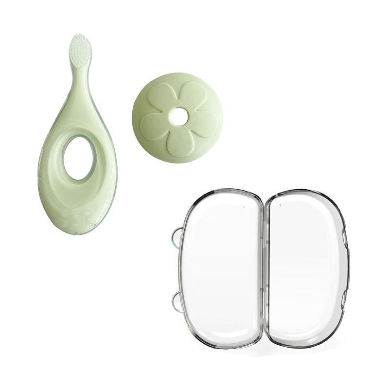 Baby Toothbrush Toddler Toothbrush for Age 0-5 Years Old, BPA Free Silicone Infant Toothbrush for Baby Gum Care with Baffle To Prevent Swallowing