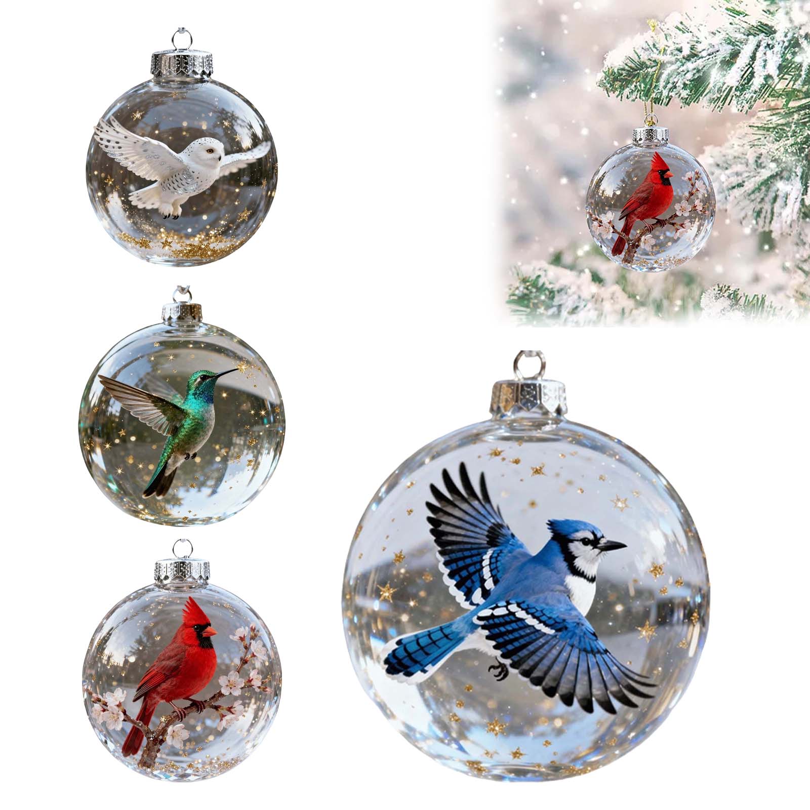 Crystal Ornament Set Bird Christmas Tree Ornament Christmas Tree Souvenir Gift For Room Decoration Clear Gnome Ornament Pack