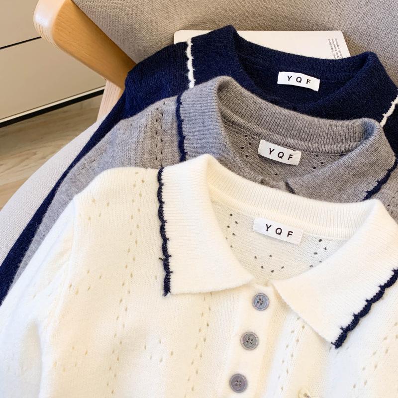2025 Autumn Chic Korean-Style Oversized POLO Collar Knit Sweater for Women