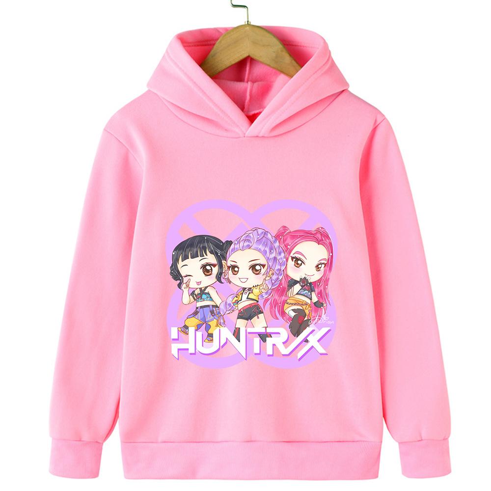 KPop Devil Hunter Cartoon Printed Girl and Boy Hooded Fashion Casual Hoodie